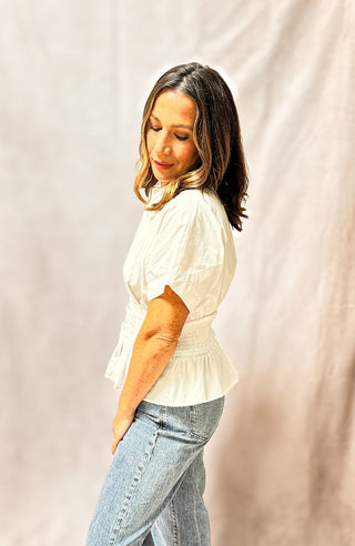 Elle Pleated Blouse White