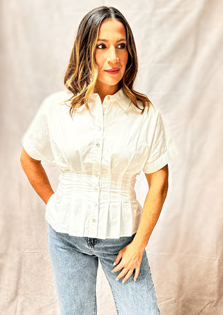 Elle Pleated Blouse White