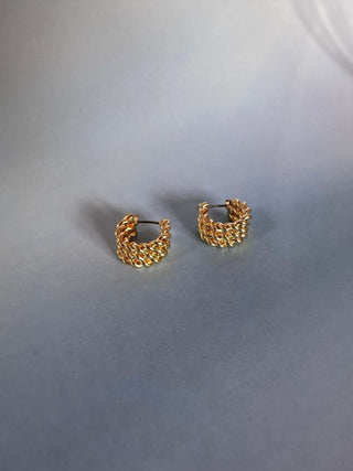 Gold triple chain small hoops - Dear GigiGold