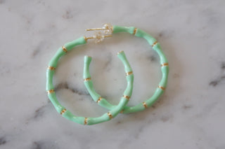 Enamel Bamboo Earrings Mint