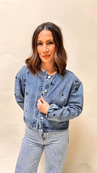 Collarless Embroidery Jacket - Dear GigiS