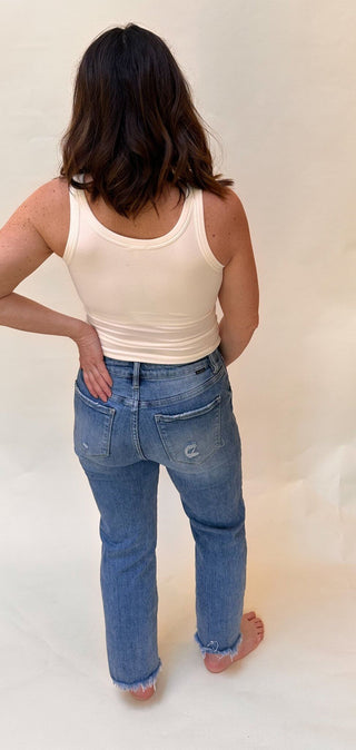 Risen High Rise Frayed Jeans - Dear Gigi0