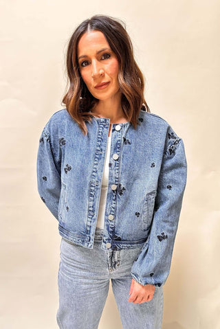 Collarless Embroidery Jacket - Dear GigiS