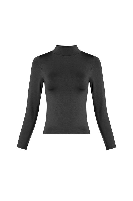 Black Highneck smooth long sleeve top