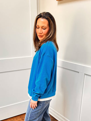 Layered Ease Crewneck Blue