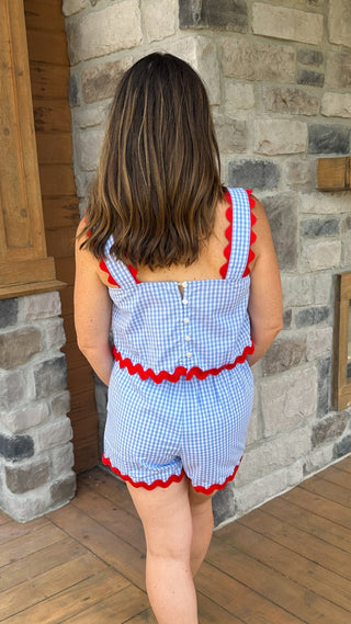 Riley Gingham Set with Ric Rac Trim - Dear GigiS