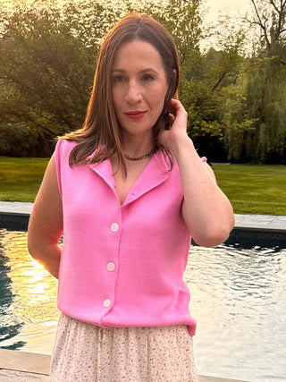 The Maren – Pink Sleeveless Sweater Vest Top - Dear GigiPinkSmall