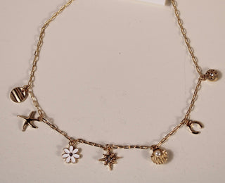 Daisy & Multi Charm Pendant Necklace