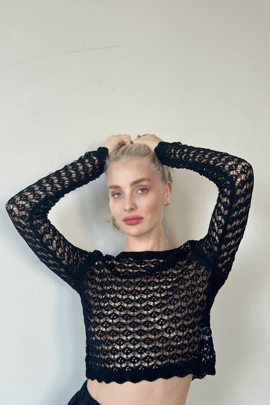 Long-Sleeve Crochet Top