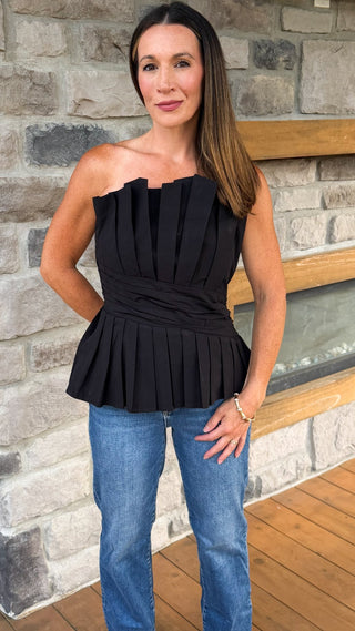 After Dark Pleated Sleeveless Top - Dear GigiS