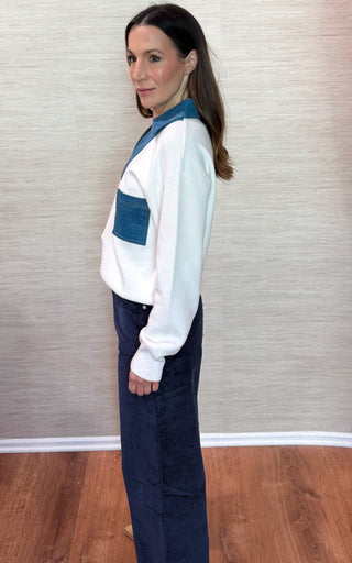 Kennedy Denim Collar Sweater - Dear GigiS