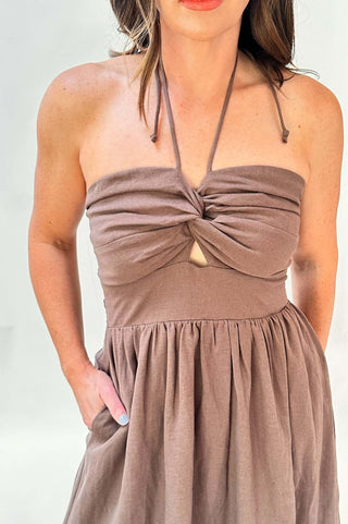 Brown Halter Dress - Dear GigiS