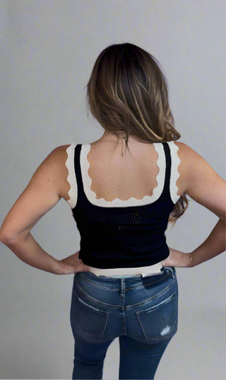 Sleeveless Scallop Sweater Tank