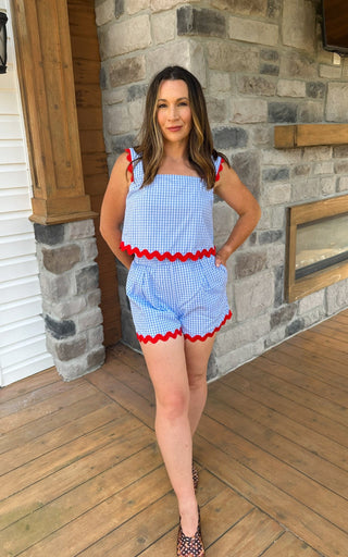 Riley Gingham Set with Ric Rac Trim - Dear GigiS