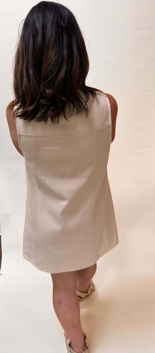 Stitch Detail Sleeveless Button Down Dress - Dear GigiXS