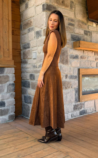 Verona Faux Suede Dress - Dear GigiBrownS