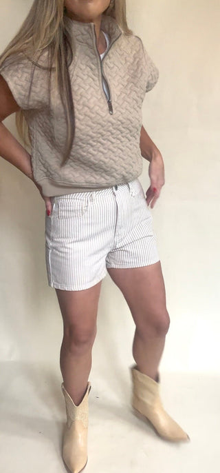 Khaki Striped Shorts - Dear GigiS