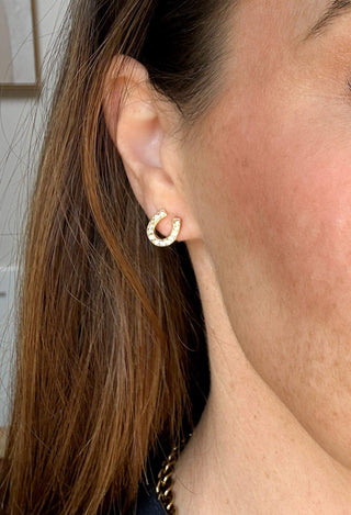 Macie Rhinestone Horseshoe Earrings - Dear GigiSilver