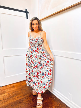 Floral Sweetheart Midi Dress - Dear GigiXS