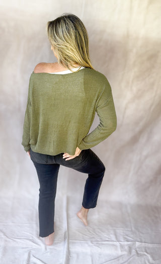 Jade Sweater – Green & Black Sheer Knit