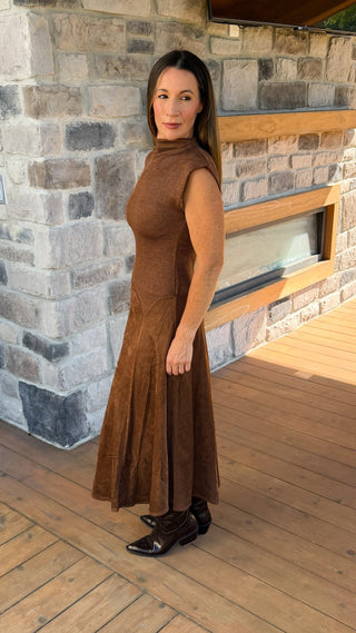 Verona Faux Suede Dress - Dear GigiBrownS