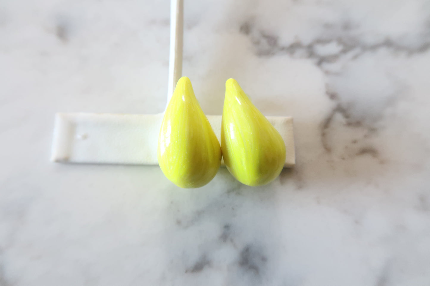 Enamel Raindrop Earrings Yellow