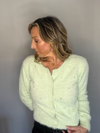 Stone Trim Mohair Cardigan - Dear GigiSmall