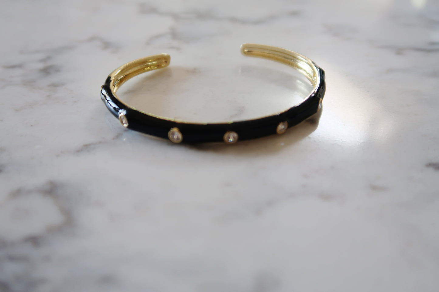 CZ Enamel Cuff Black