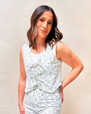 Floral Print Tie Vest - Dear GigiS