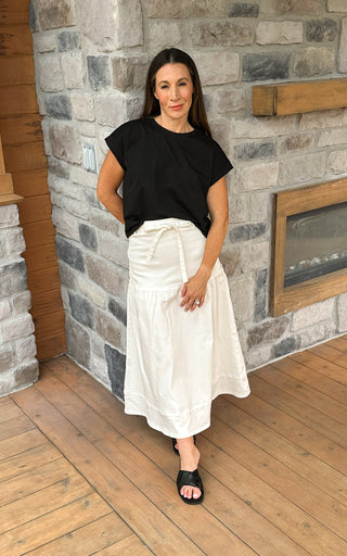 Capri Lace-Up Denim Maxi Skirt