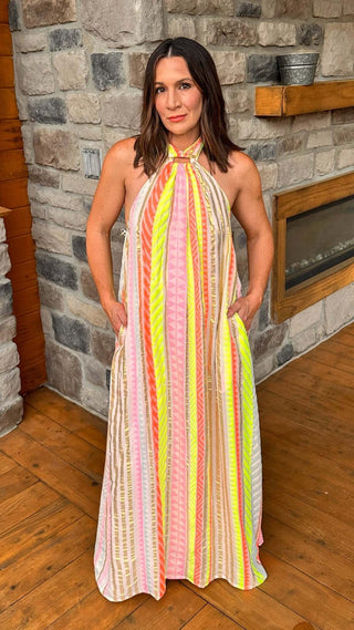 Marisol Halter Maxi Dress - Dear Gigiwhite multiSmall