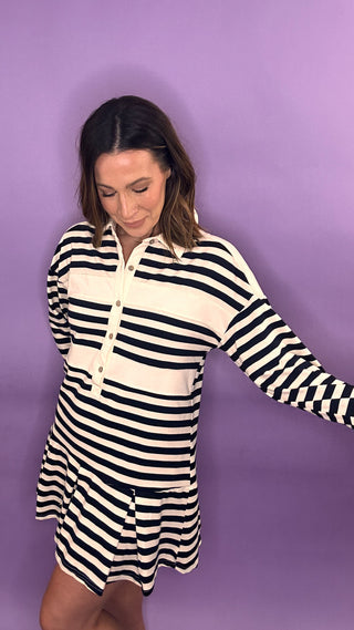 Striped Cotton Terry Mini Dress