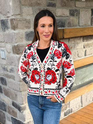 The Rosalie Floral Knit Jacket - Dear GigiXS