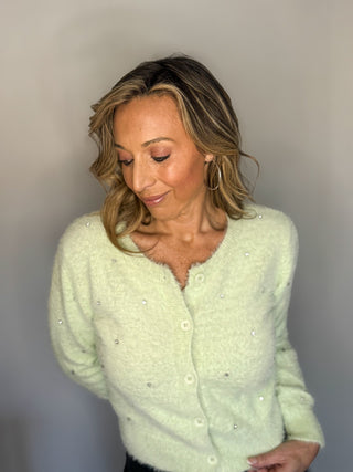 Stone Trim Mohair Cardigan - Dear GigiSmall