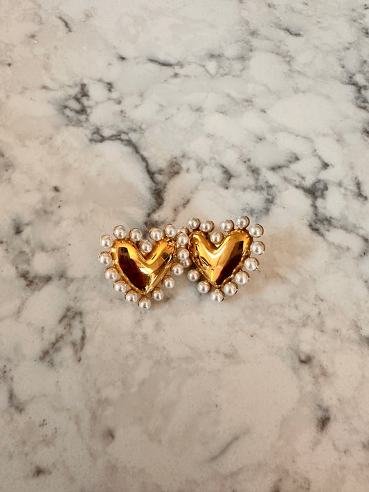 Pearl Heart Earrings