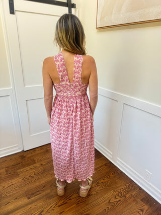 Printed Pleated Midi Dress
