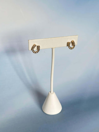 Macie Rhinestone Horseshoe Earrings - Dear GigiSilver