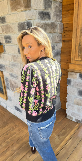 Pink Floral Sweater