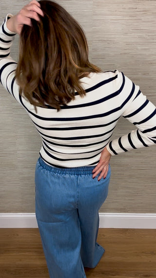 Cream and Navy Bodysuit