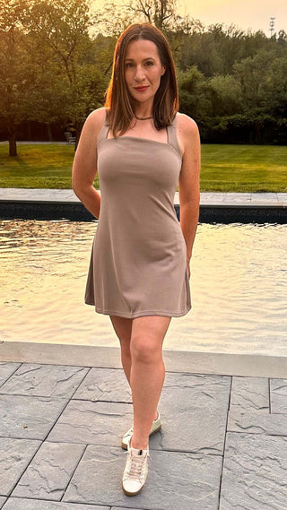 The Kaia – Latte AirKnit Active Mini Dress - Dear GigilattePolyesterExtra small