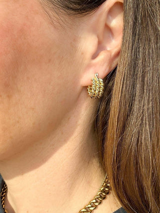 Gold triple chain small hoops - Dear GigiGold