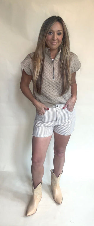 Khaki Striped Shorts - Dear GigiS