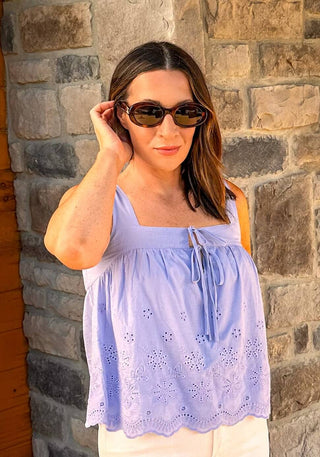 Tessa Periwinkle Eyelet Tie - Back Tank - Dear GigiPeriwinkleSmall