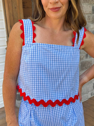 Riley Gingham Set with Ric Rac Trim - Dear GigiS
