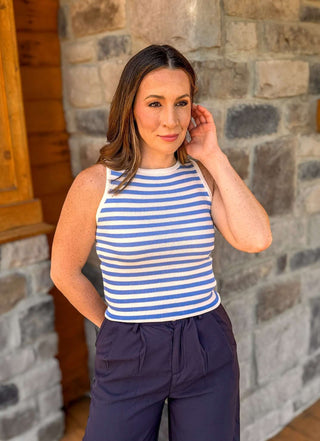 Lila – Striped Lightweight Knit Tank - Dear GigiSmallblack/ivory