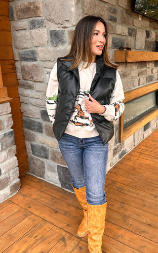 Lennox Vest Quilted Leather Puffer