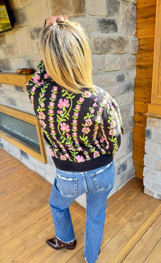 Pink Floral Sweater