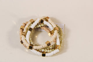 Bead & Metal Square Bracelet Set