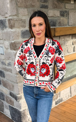 The Rosalie Floral Knit Jacket - Dear GigiXS