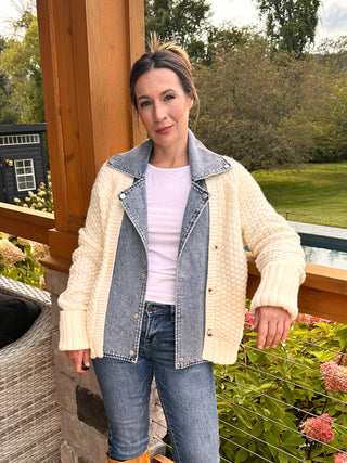 Winslet Cable and Denim Cardigan